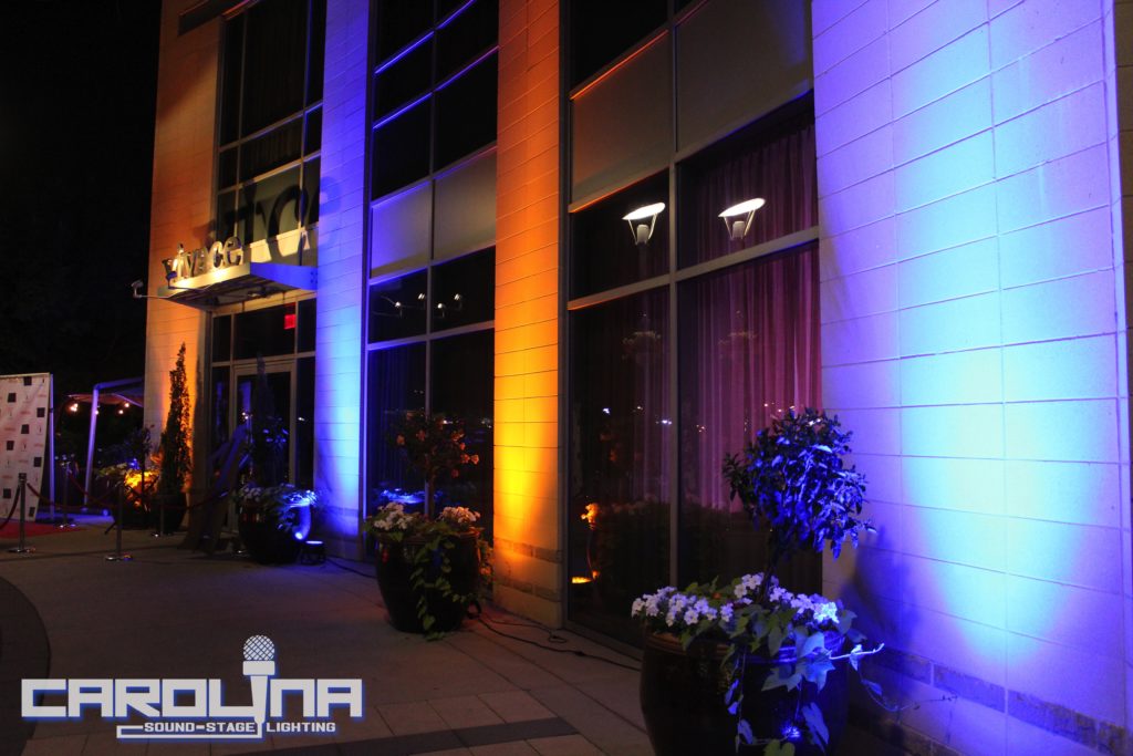 Uplighting Vivace Charlotte Carolina Sound Stage Lighting Rental Up-Lighting AV Event Production carolinassl.com Delivery wireless uplighting rental carolina sound stage lighting charlotte nc sc conference convention
