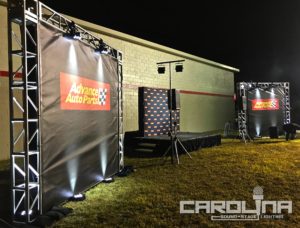 truss structure carolina sound stage lighting advance auto uplights bamnmner support corporate event production av rental nc sc