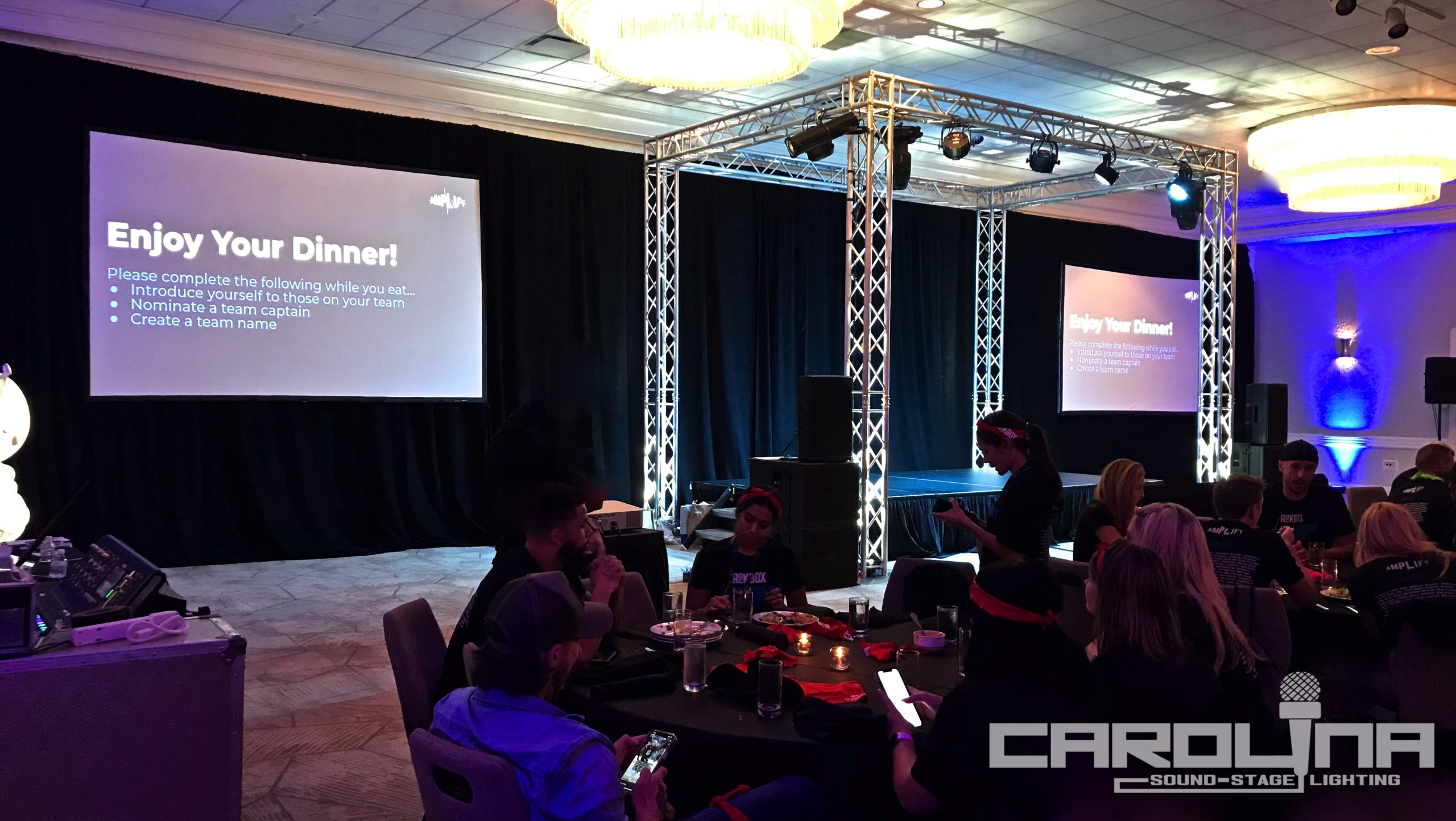 corporate av Carolina sound stage lighting Charlotte video projection pipe and drape nc sc events global truss 